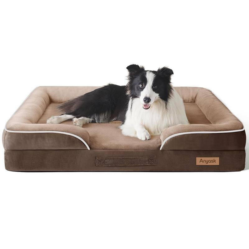 Anyask Dog and Cat Bed Waterproof Dog Sofa Beds Medium Supportive Foam Pet Couch Bed with Removable Washable Cover Waterproof Lining and Nonskid Bottom Slip-Resistant Bottom