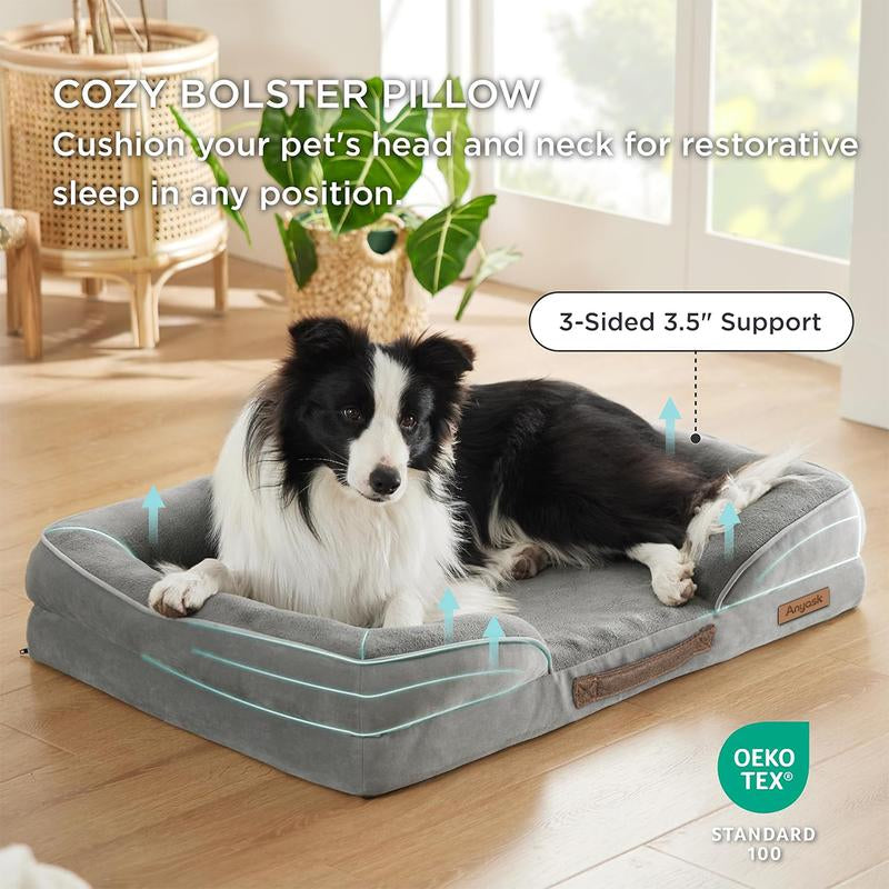 Anyask Dog and Cat Bed Waterproof Dog Sofa Beds Medium Supportive Foam Pet Couch Bed with Removable Washable Cover Waterproof Lining and Nonskid Bottom Slip-Resistant Bottom