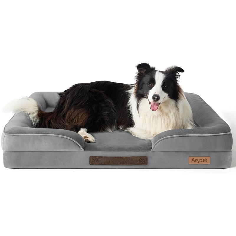 Anyask Dog and Cat Bed Waterproof Dog Sofa Beds Medium Supportive Foam Pet Couch Bed with Removable Washable Cover Waterproof Lining and Nonskid Bottom Slip-Resistant Bottom