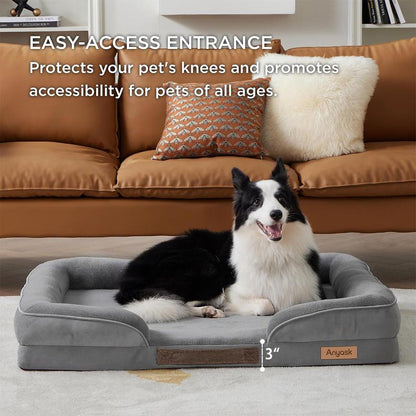 Anyask Dog and Cat Bed Waterproof Dog Sofa Beds Medium Supportive Foam Pet Couch Bed with Removable Washable Cover Waterproof Lining and Nonskid Bottom Slip-Resistant Bottom